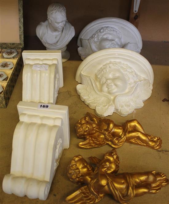 Bust & plaster sconces